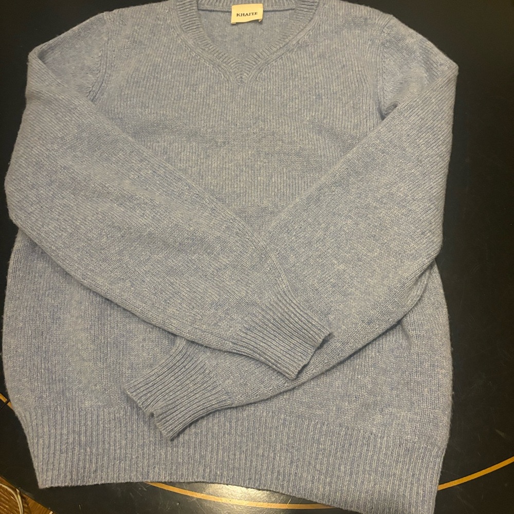 KHAITE Light Blue V-Neck Sweater - Picture 6 of 10